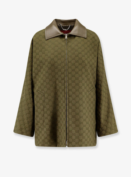 Gucci Supreme Gg Fabric Jacket Greysh Army Green