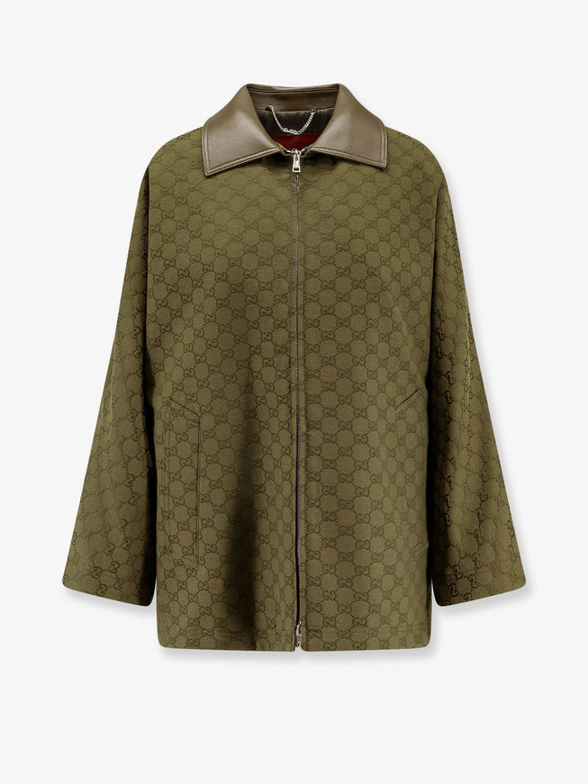Gucci Supreme Gg Fabric Jacket Greysh Army Green