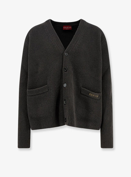 Gucci Ribbed Wool And Cashmere Cardigan Military Green Green
