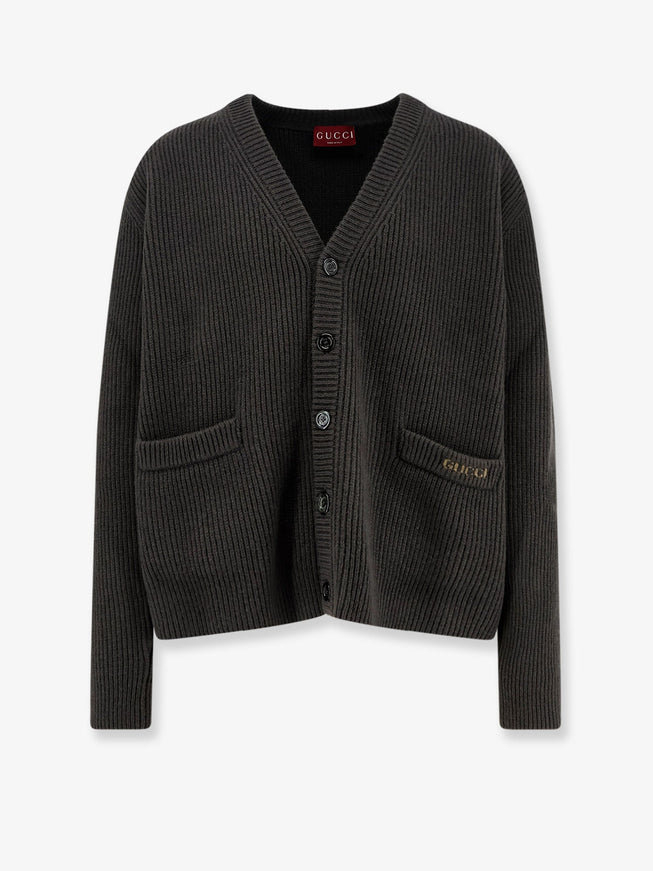 Gucci Ribbed Wool And Cashmere Cardigan Military Green Green