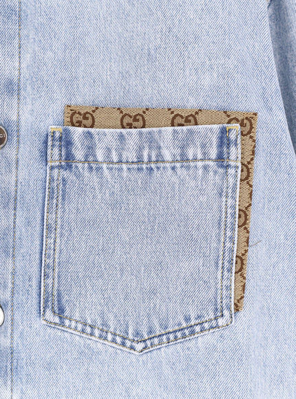 Gucci Denim Shirt With Gg Insert