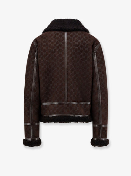 Gucci Suede Jacket With Gg Motif