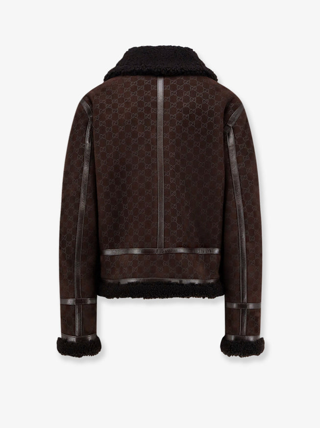 Gucci Suede Jacket With Gg Motif