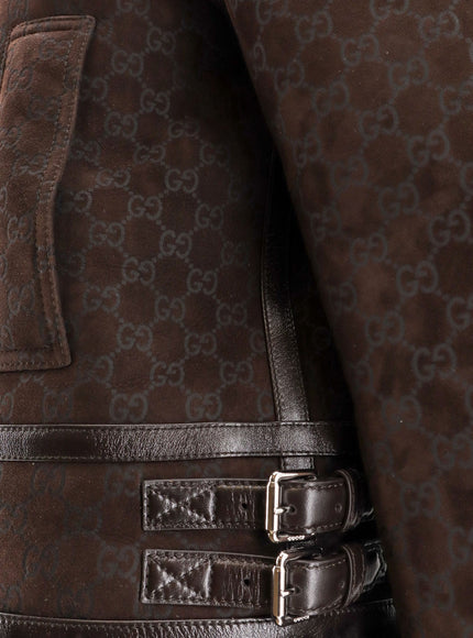 Gucci Suede Jacket With Gg Motif