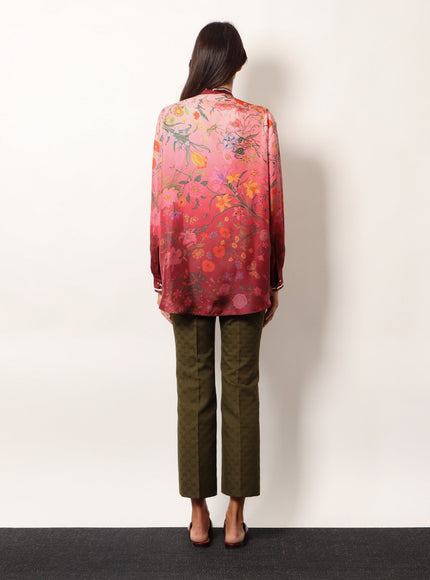 Gucci Silk Shirt With Gucci Flora Print
