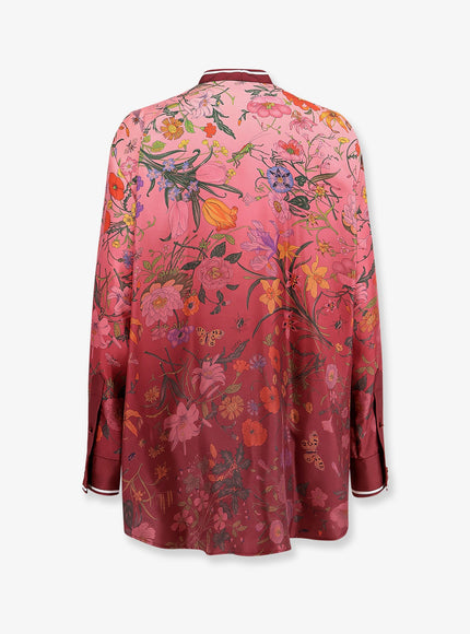 Gucci Silk Shirt With Gucci Flora Print