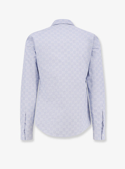 Gucci Cotton And Silk Shirt With All-Over Gg Logo