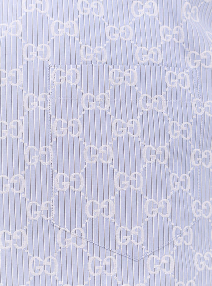 Gucci Cotton And Silk Shirt With All-Over Gg Logo