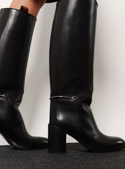 Gucci Leather Boots With Slim Horsebit Detail