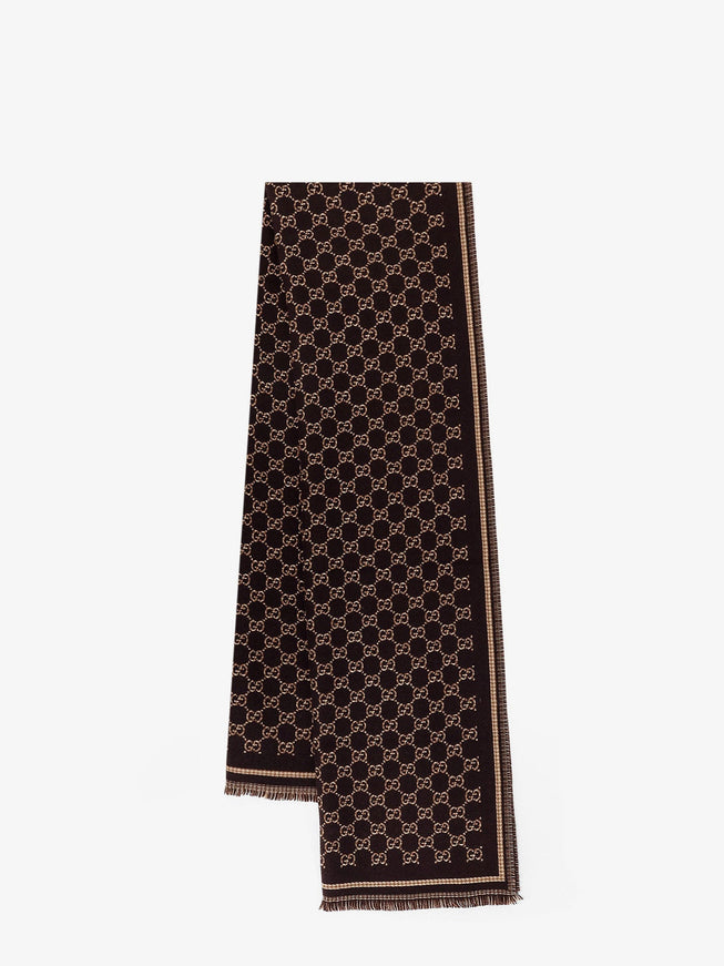 Gucci Wool Gg Scarf Uni Coffee Beige