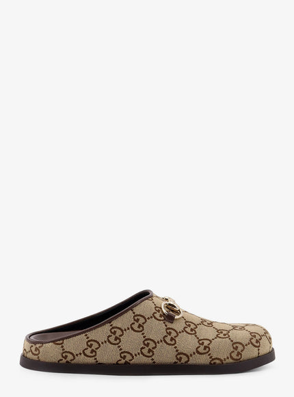 Gucci Gg Supreme Fabric Mule Camel Ebony New Acer