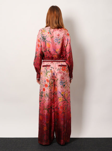 Gucci Silk Trousers With Gucci Flora Print
