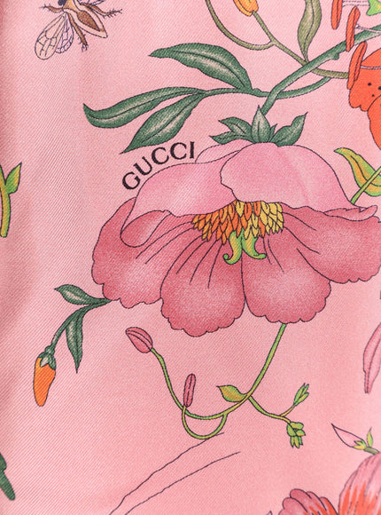 Gucci Silk Trousers With Gucci Flora Print