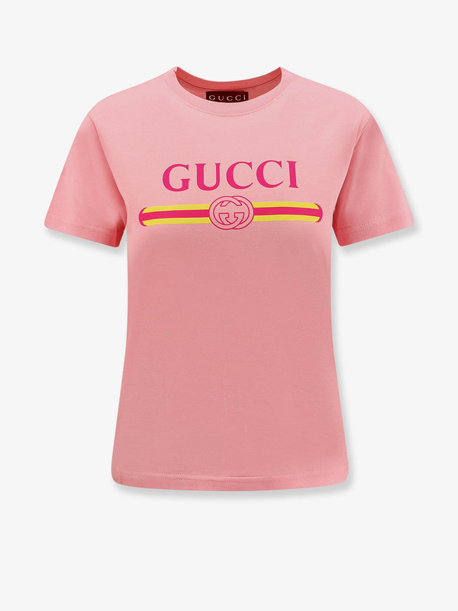 Gucci Cotton Jersey T-Shirt With Logo Print Hued Blush Mc