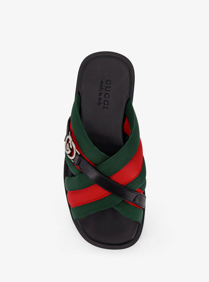 Gucci Sandals With Web Detail And Gg Incrocio