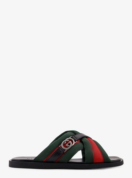 Gucci Sandals With Web Detail And Gg Incrocio Vrv Black