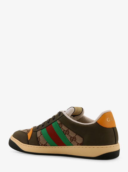 Gucci Screener Low-Top Leather And Gg Supreme Fabric Sneakers