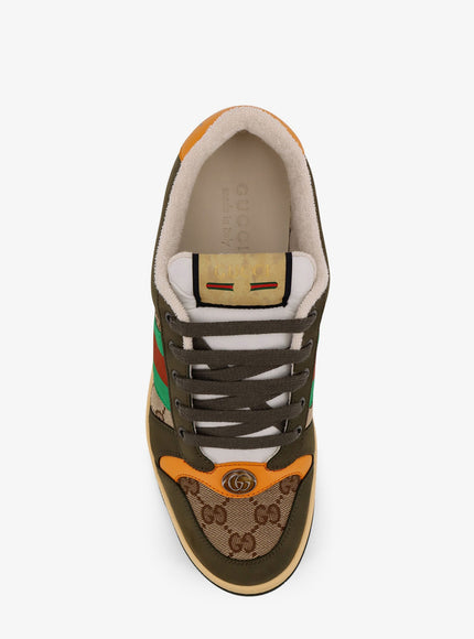 Gucci Screener Low-Top Leather And Gg Supreme Fabric Sneakers