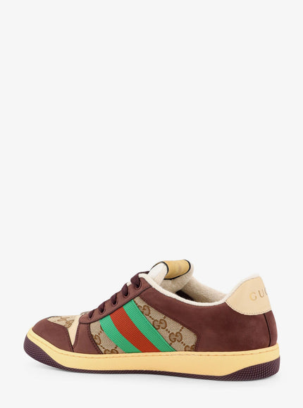 Gucci Screener Low-Top Leather And Gg Supreme Fabric Sneakers