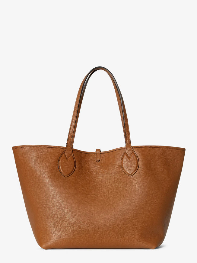 Gucci Totissima Leather Shopping Bag Uni Sundial Beige Ebony