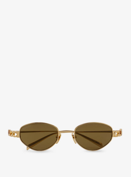 Gucci Oval Metal Sunglasses Uni Gold-Gold-Brown