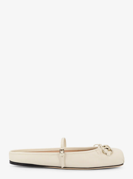 Gucci Leather Ballerina Mules Off White