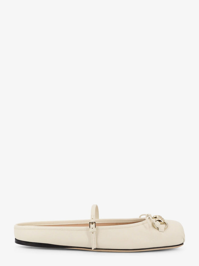 Gucci Leather Ballerina Mules Off White