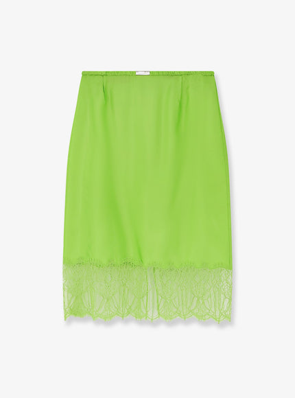 Gucci Viscose Skirt With Floral Lace Bright Apple Green