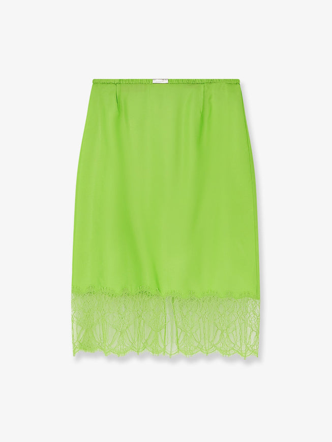 Gucci Viscose Skirt With Floral Lace Bright Apple Green