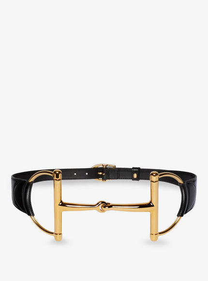 Gucci Leather Belt With Oversized Horsebit Black