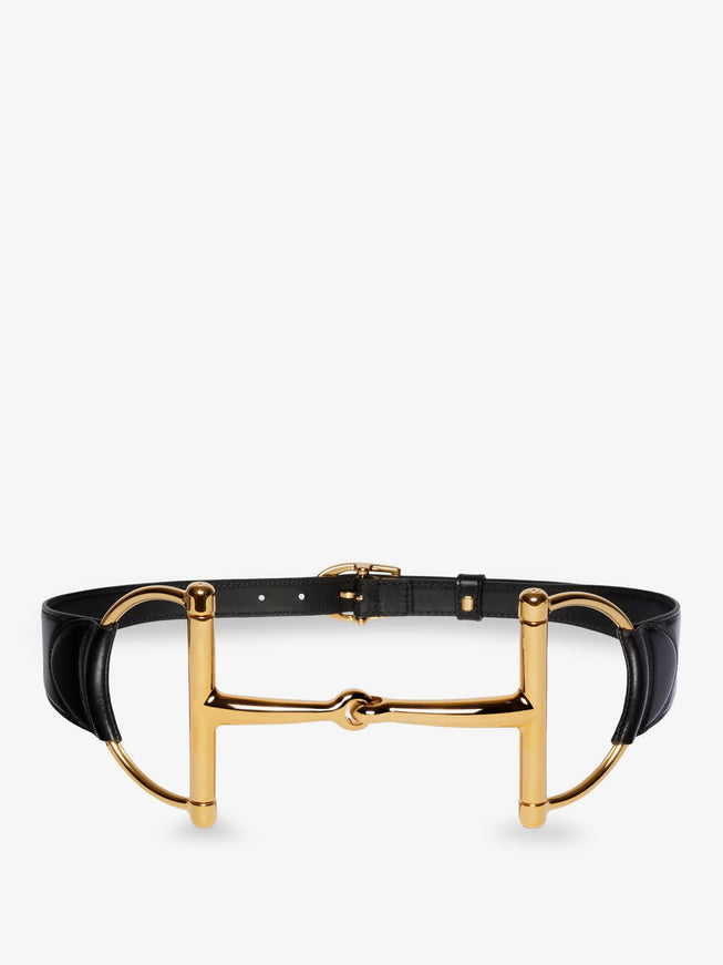 Gucci Leather Belt With Oversized Horsebit Black