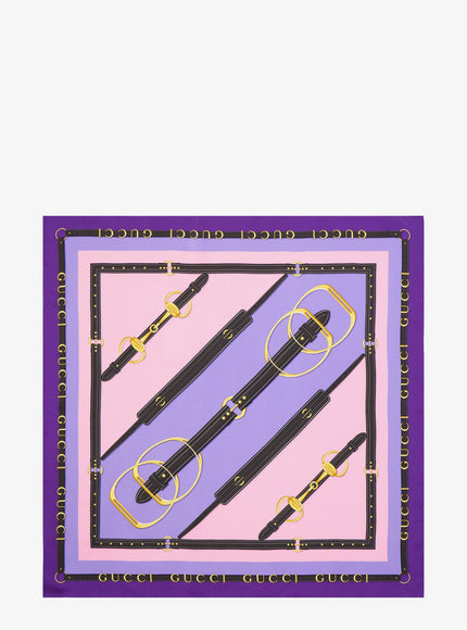 Gucci Silk Scarf Uni Dark Purple L.purple