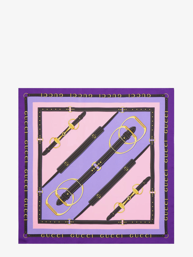 Gucci Silk Scarf Uni Dark Purple L.purple