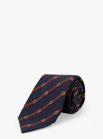 Gucci Jacquard Silk Tie Uni Mid.night Bl Red