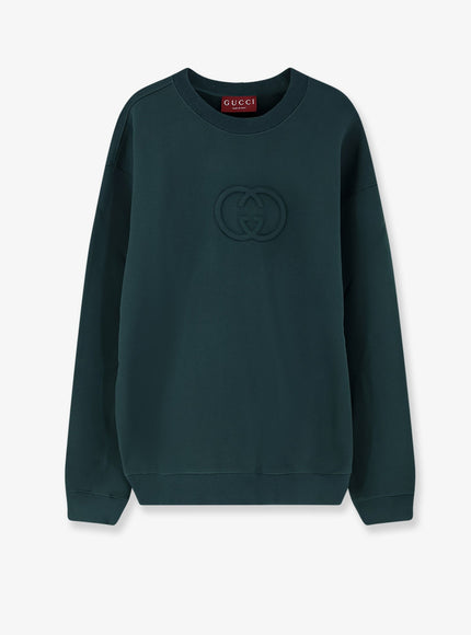Gucci Cotton Sweatshirt With Gg Incrocio Detail Green Mix