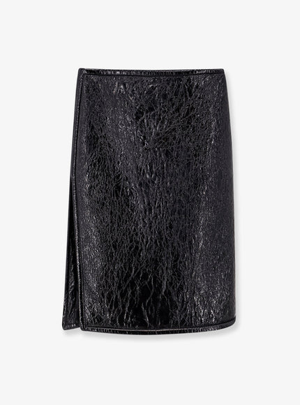 Gucci Shiny Leather And Neoprene Skirt Black