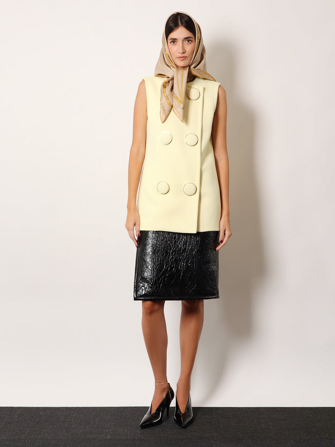 Gucci Shiny Leather And Neoprene Skirt