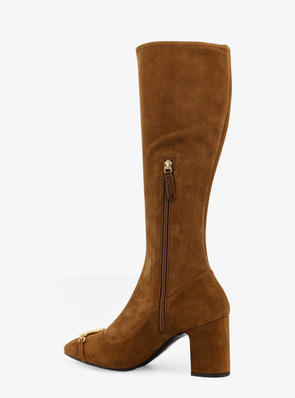 Gucci Suede Boots With Metal Horsebit