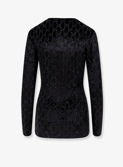 Gucci Chenille Top With All-Over Crystal Gg Motif