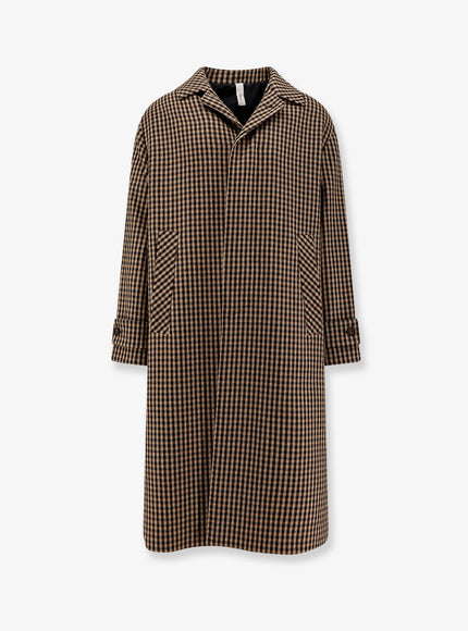 Hevo Baia Del Monaco Madras Wool Blend Coat Marrone