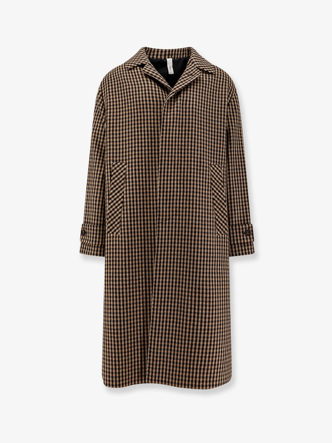 Hevo Baia Del Monaco Madras Wool Blend Coat Marrone