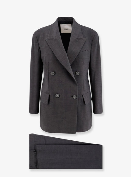 Hevo Rocchetta Double-Breasted Wool Blend Suit Antracite