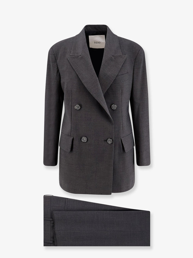 Hevo Rocchetta Double-Breasted Wool Blend Suit Antracite