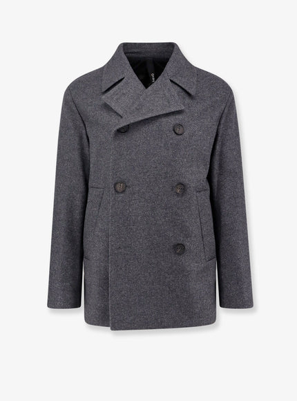 Hevo Double-Breasted Virgin Wool Blend Coat 54 Grigio