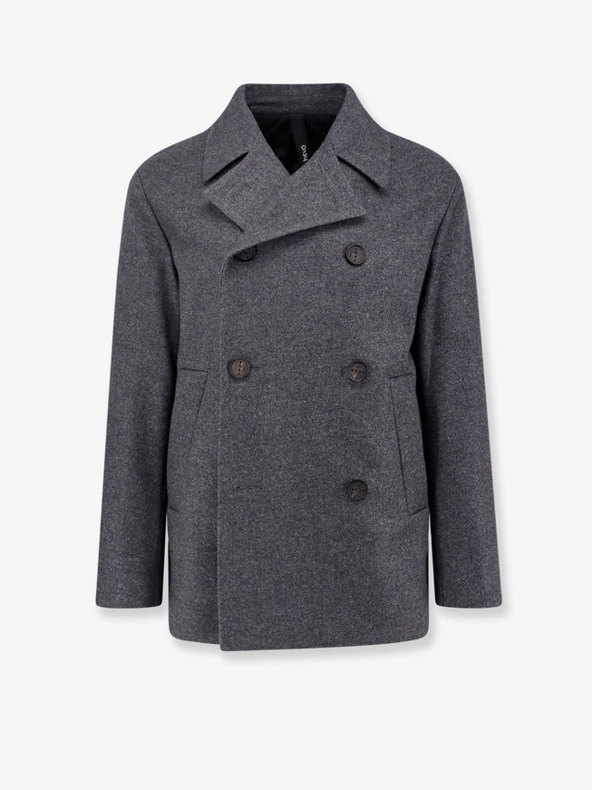 Hevo Double-Breasted Virgin Wool Blend Coat 54 Grigio