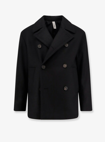 Hevo Trani Double-Breasted Wool Blend Coat Nero
