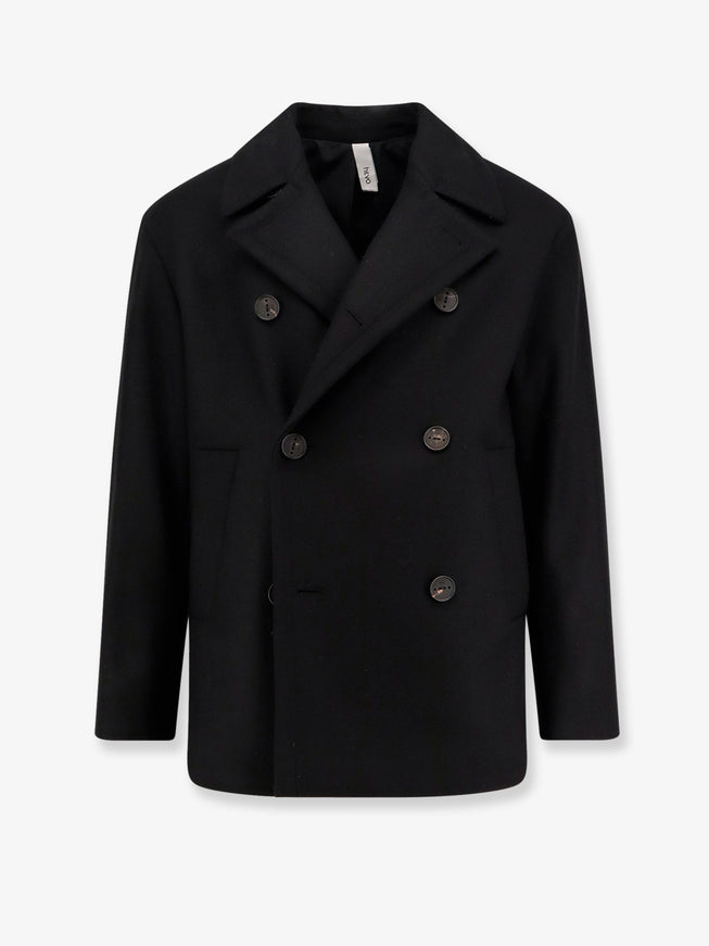 Hevo Trani Double-Breasted Wool Blend Coat Nero