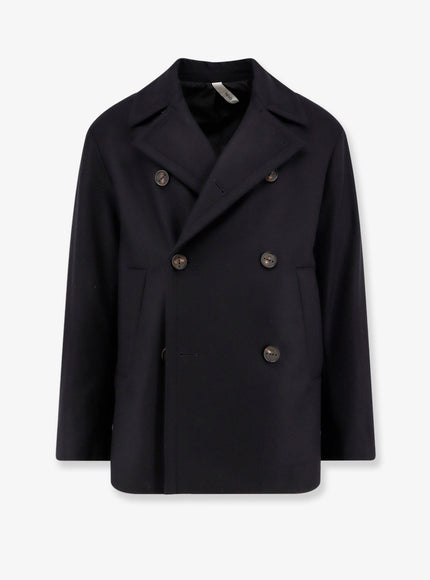 Hevo Trani Double-Breasted Wool Blend Coat Blu