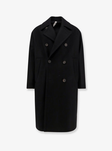 Hevo Tricase Double-Breasted Wool Blend Coat Nero