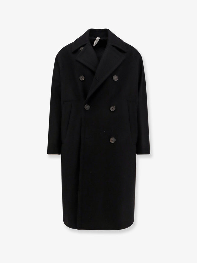 Hevo Tricase Double-Breasted Wool Blend Coat Nero